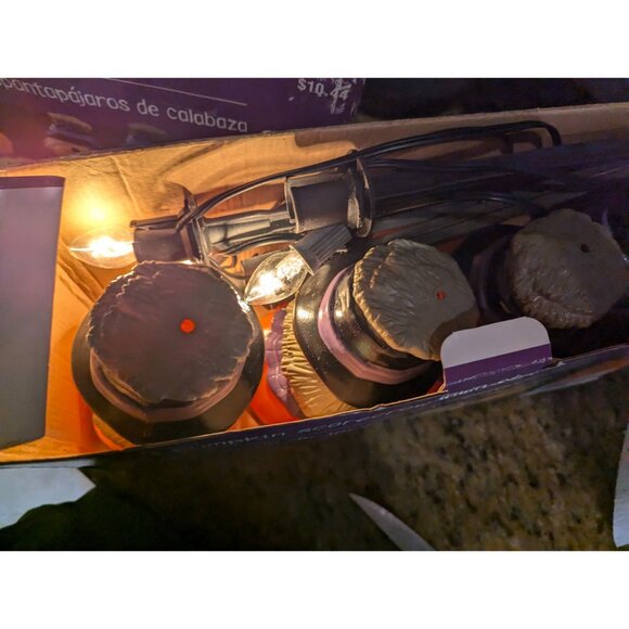 Vtg Halloween Blow Mold Pumpkin Scarecrow 4 Yard Lawn Stakes in box Fall - Picture 10 of 15